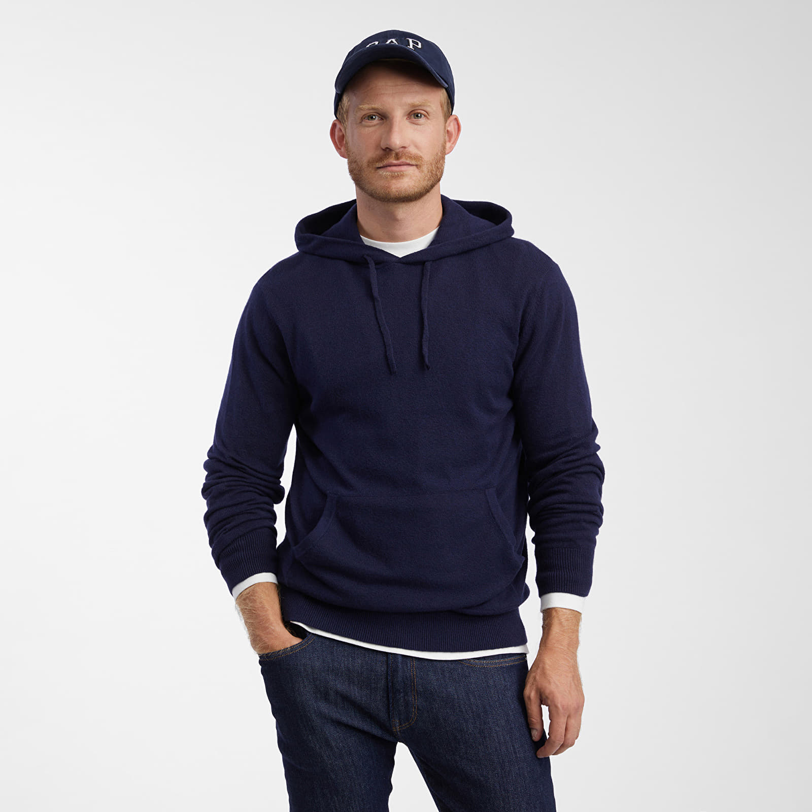Ανδρικά πουλόβερ GAP Cashsoft Hoodie Navy Uniform