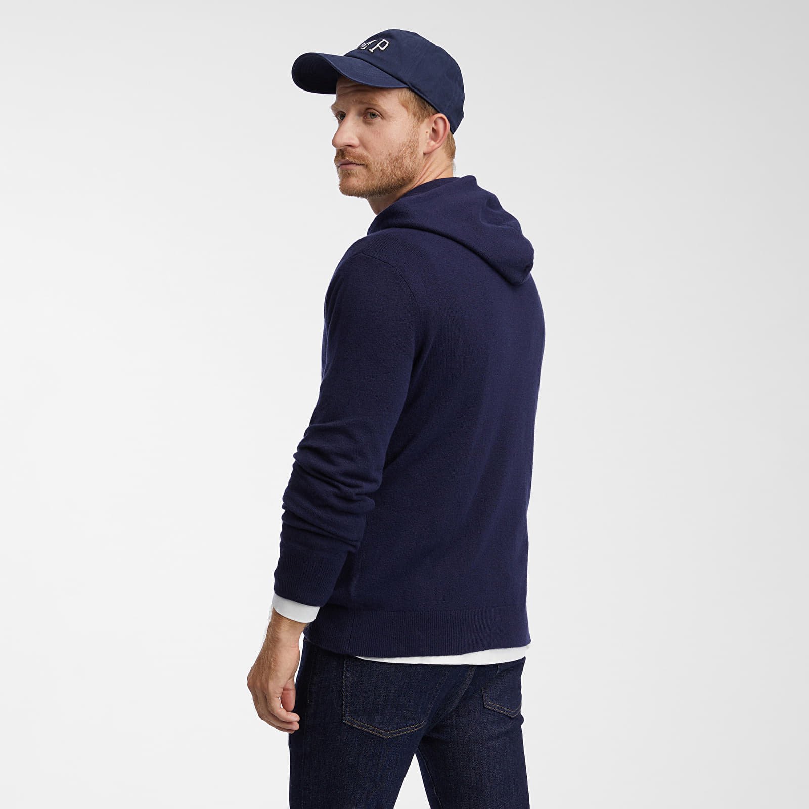 Ανδρικά πουλόβερ GAP Cashsoft Hoodie Navy Uniform