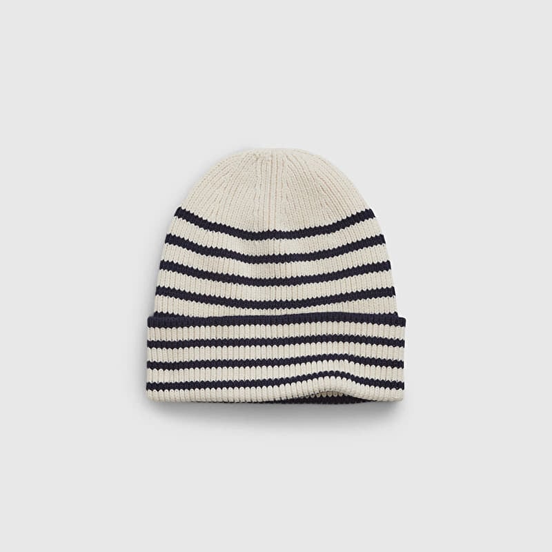 GAP Logo Beanie New Off White Stripe