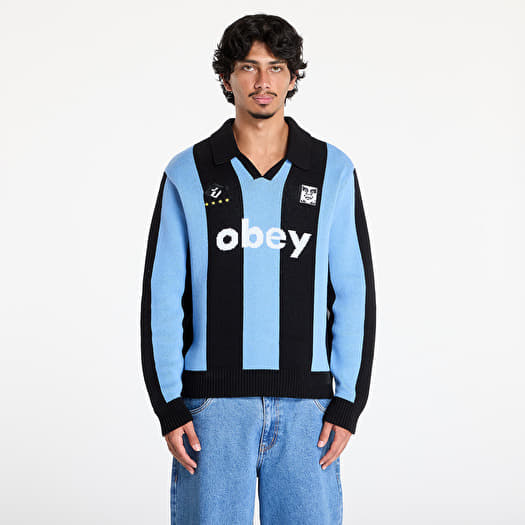 Herren Pullover OBEY Soccer Jersey Sweater Light Blue Multi Queens
