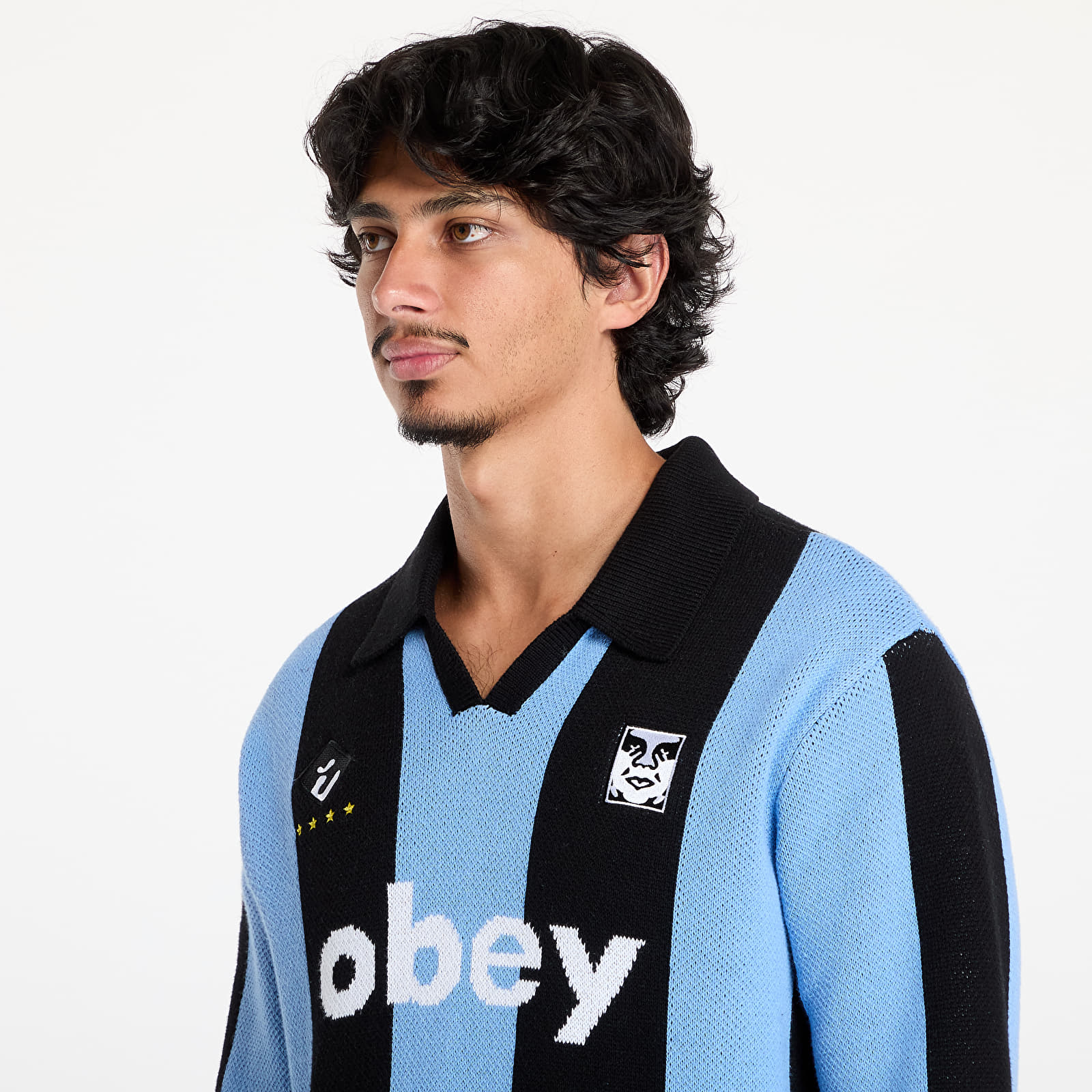 Herren Pullover OBEY Soccer Jersey Sweater Light Blue Multi