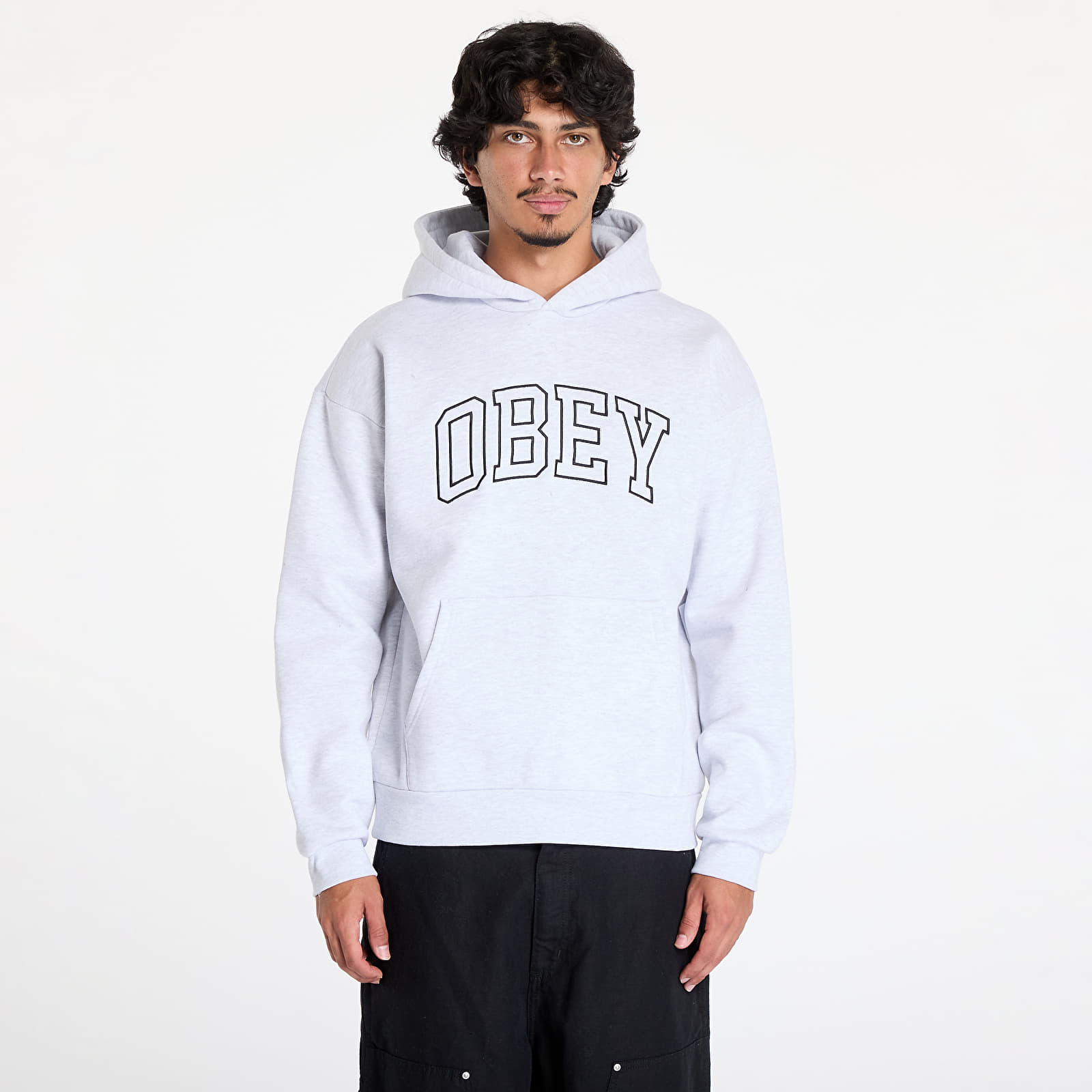 Men's sweatshirts OBEY Collegiate Extra Heavy Hoodie II Ash Grey