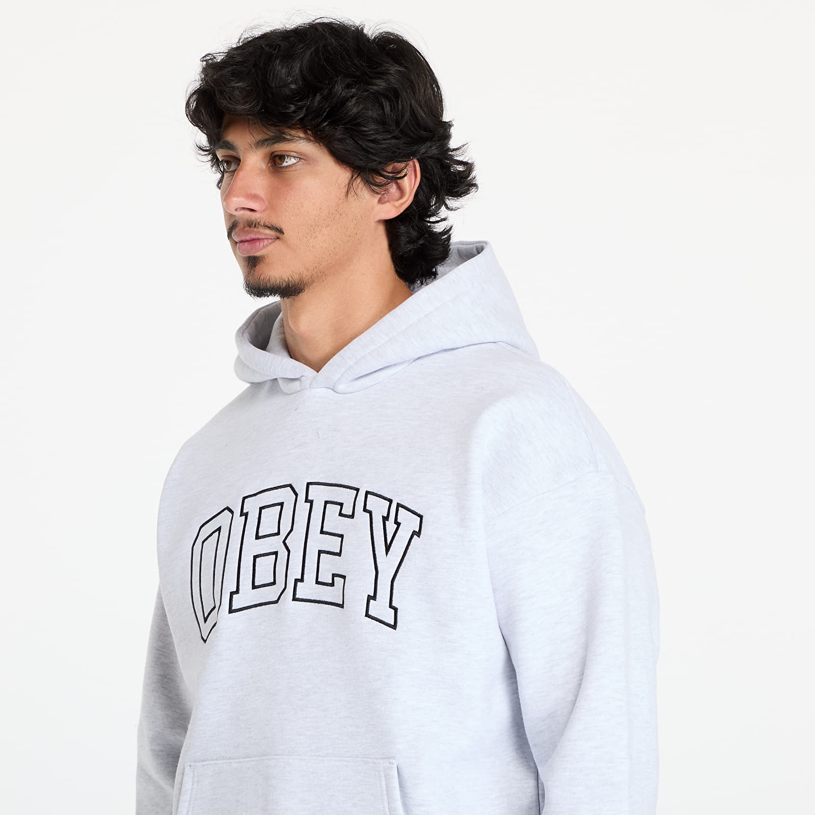 Men's sweatshirts OBEY Collegiate Extra Heavy Hoodie II Ash Grey