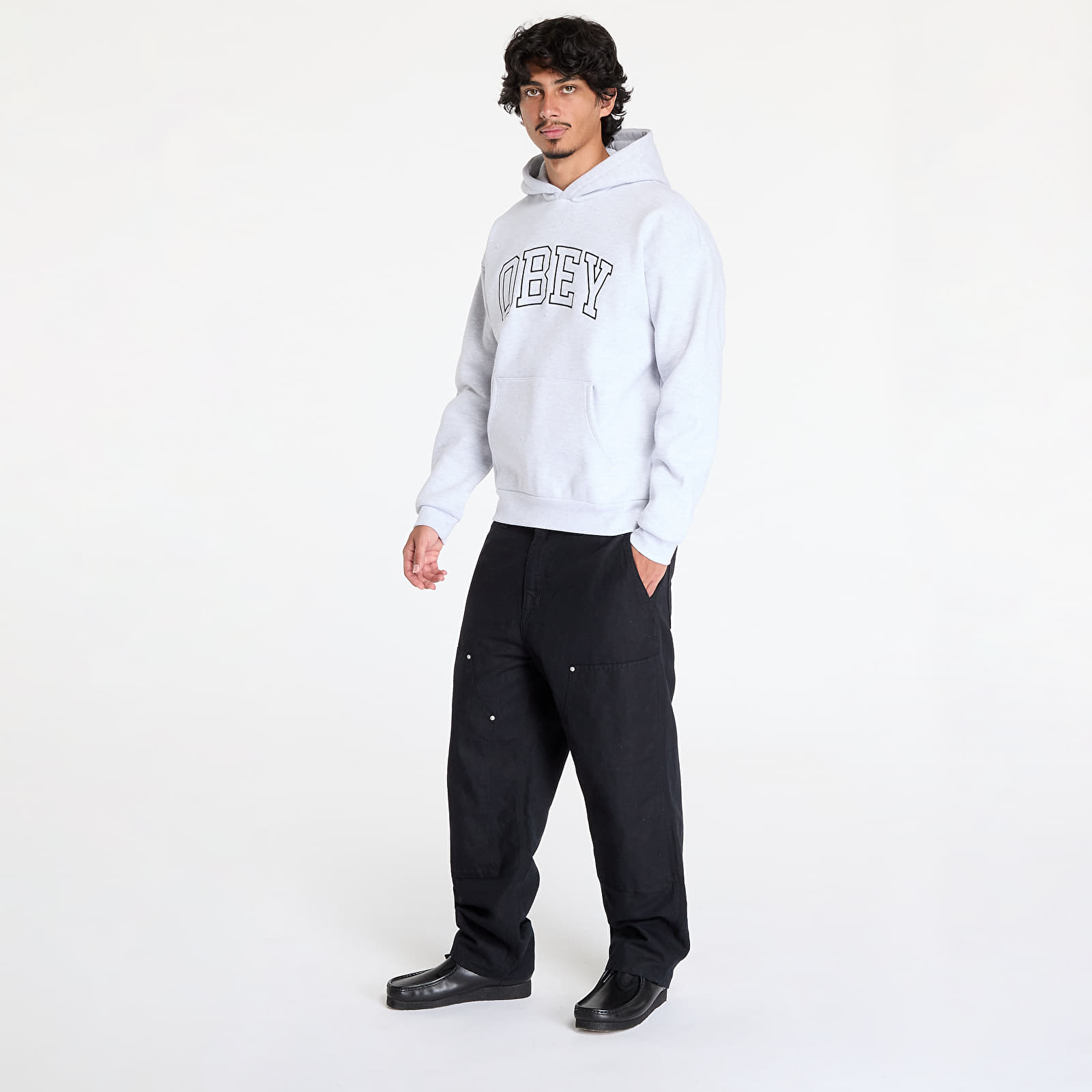 Men's sweatshirts OBEY Collegiate Extra Heavy Hoodie II Ash Grey