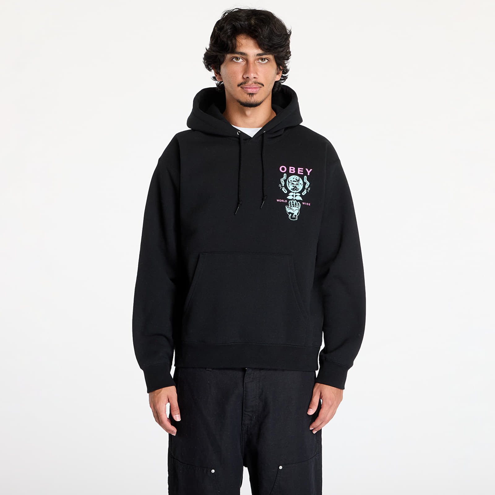 Men's sweatshirts OBEY Helping Hand Hoodie Black