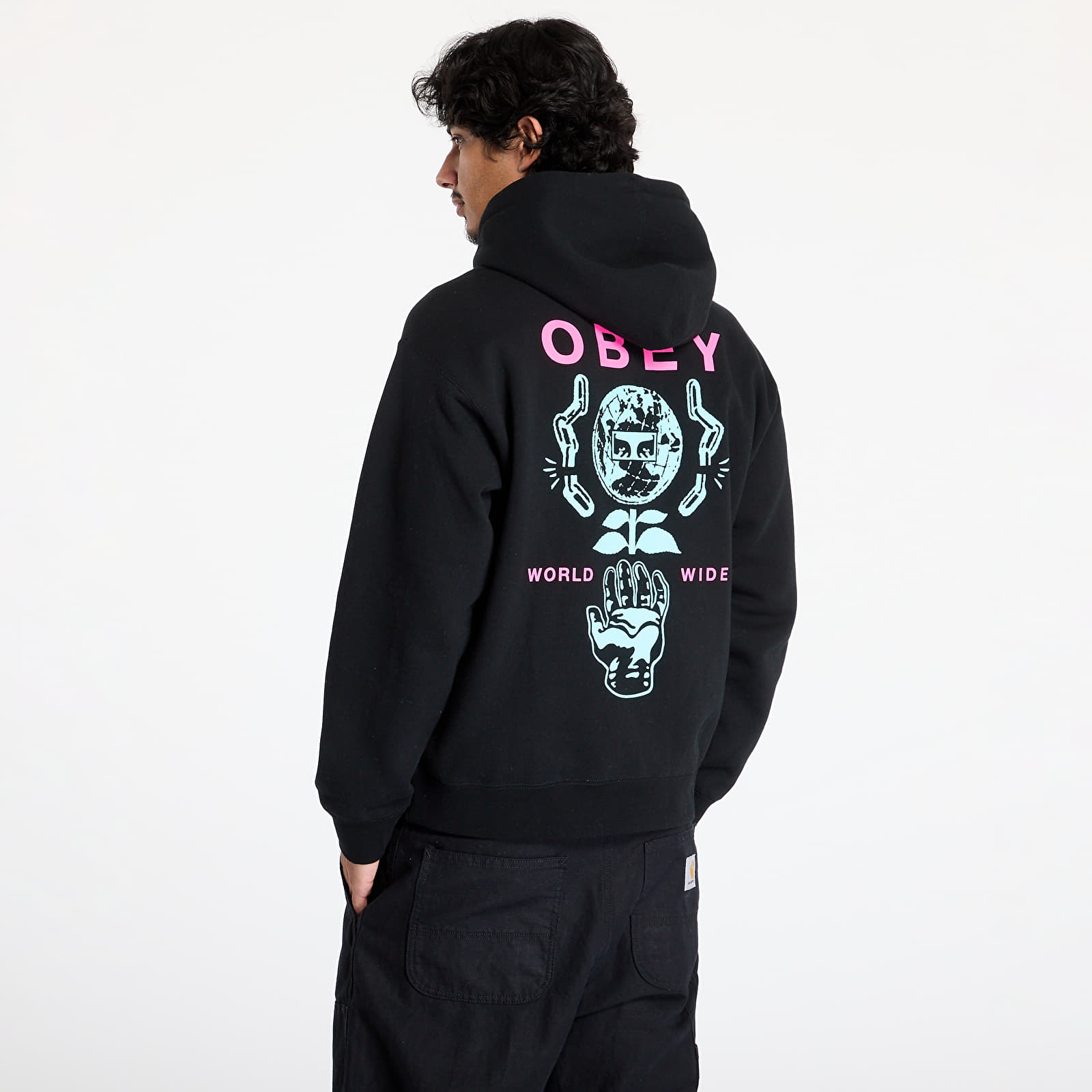 Men's sweatshirts OBEY Helping Hand Hoodie Black