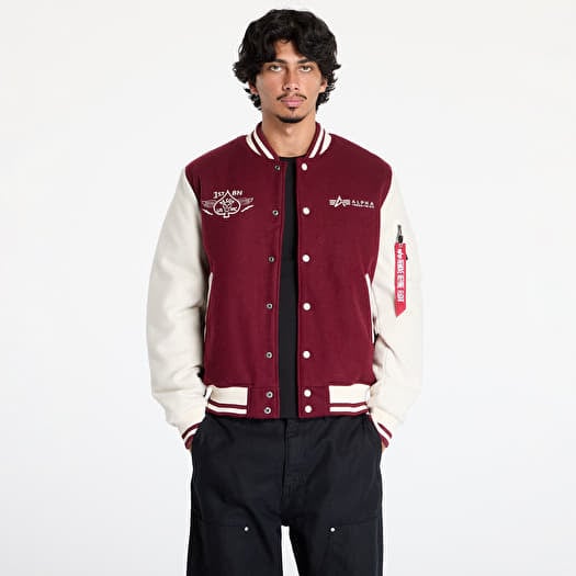 Jas Alpha Industries Varsity Air Force Jacket Burgundy