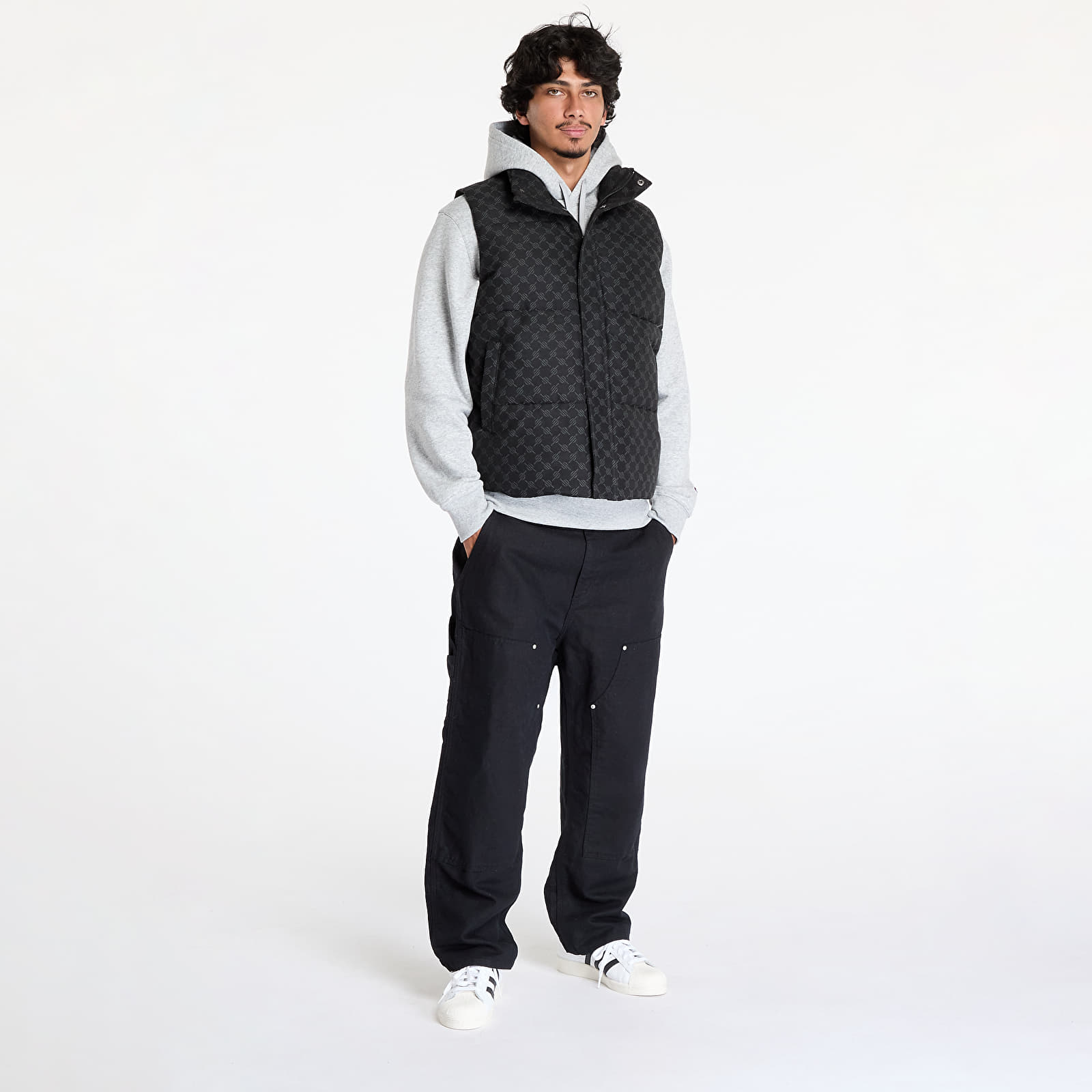 Heren vesten Daily Paper Pondo Cotton Monogram Bodywarmer Black