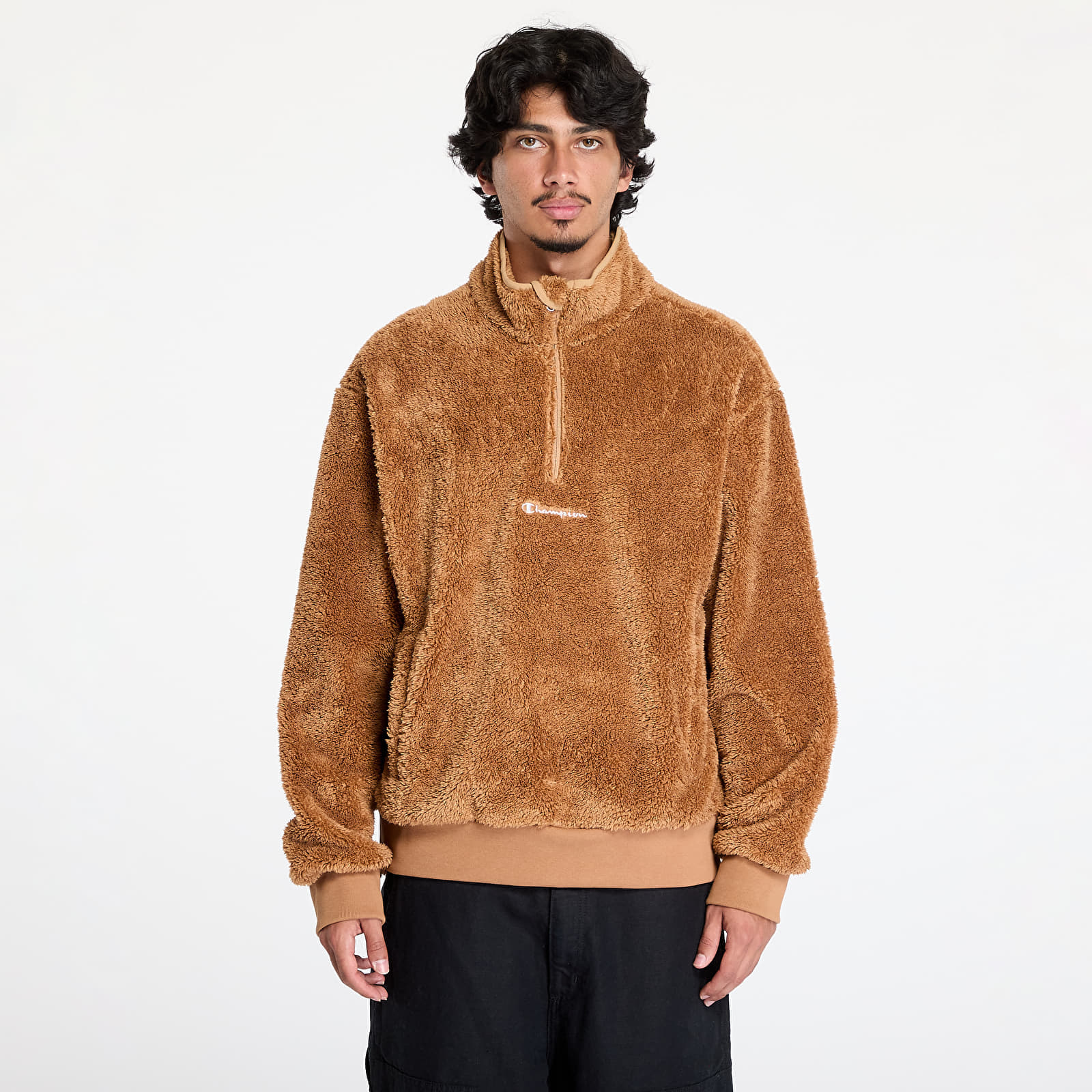 Sweat-shirt Champion Half Zip Top Brown M