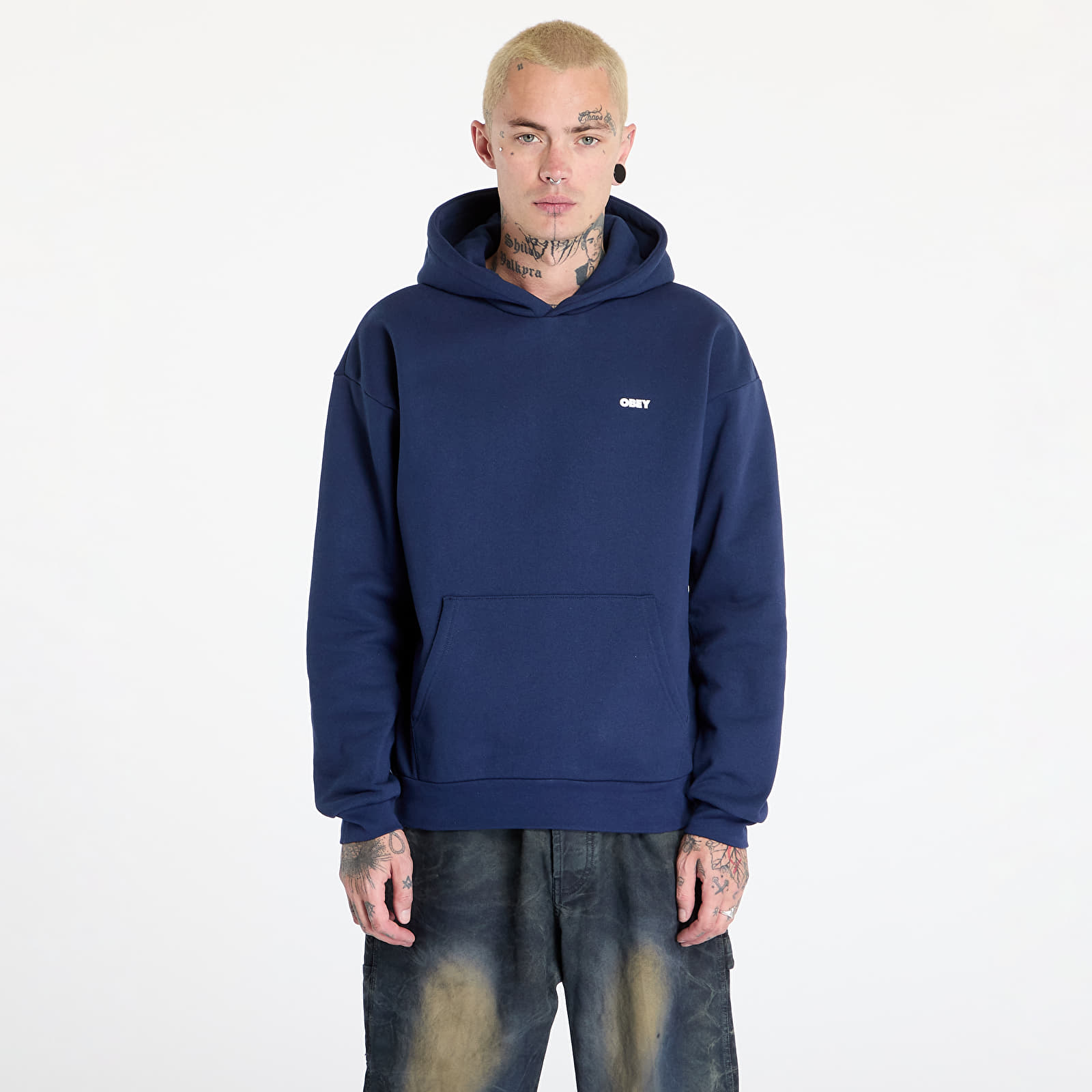 Men's sweatshirts OBEY Bold Star Extra Heavy Hoodie Academy Navy