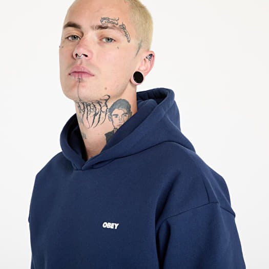 Men s sweatshirts OBEY Bold Star Extra Heavy Hoodie Academy Navy Queens