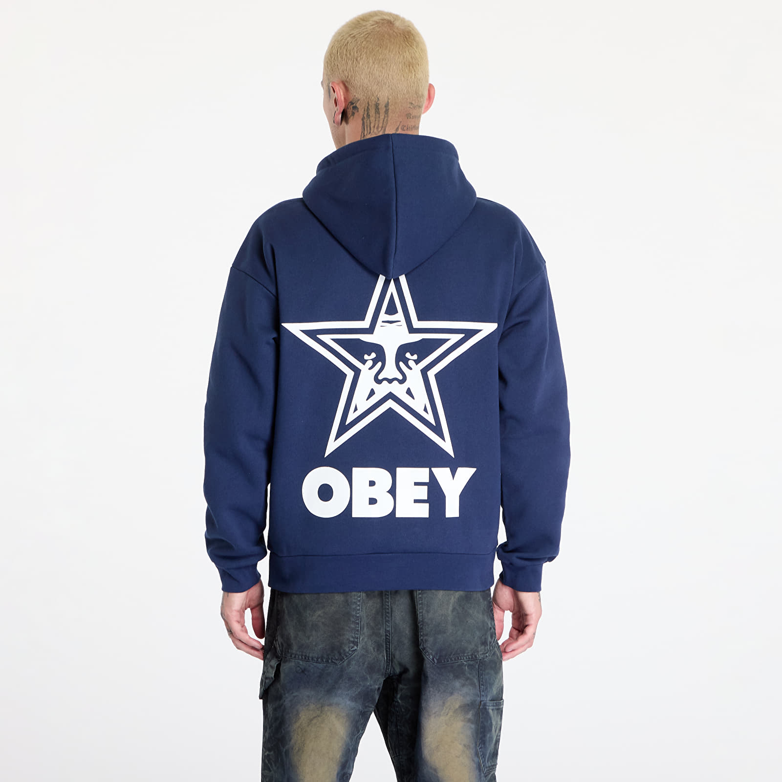 Men's sweatshirts OBEY Bold Star Extra Heavy Hoodie Academy Navy