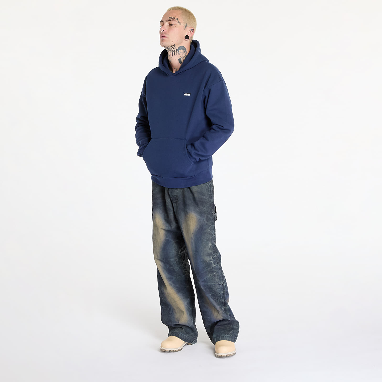 Men's sweatshirts OBEY Bold Star Extra Heavy Hoodie Academy Navy