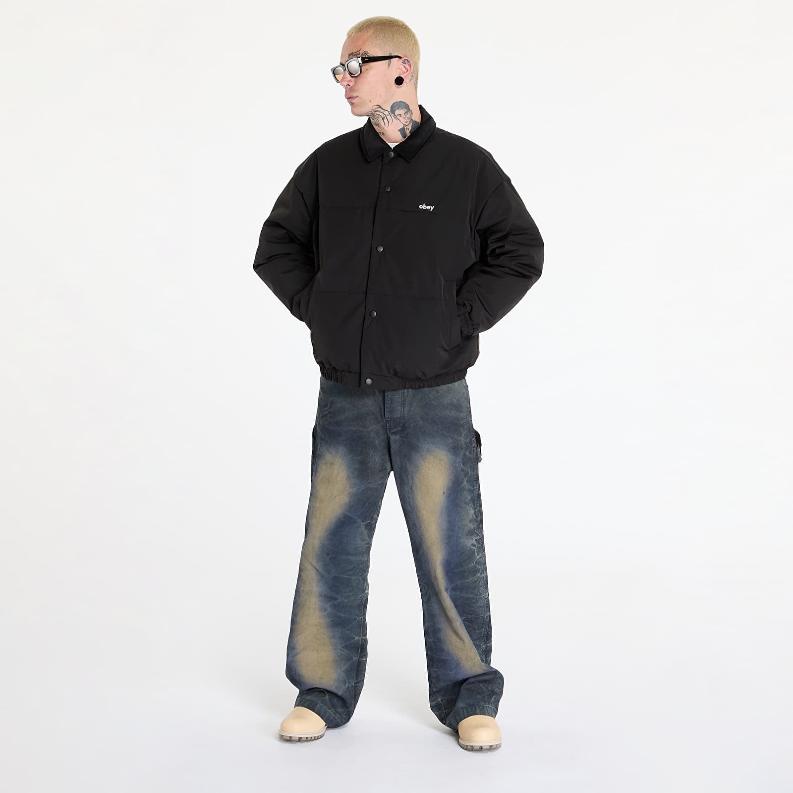 Men's jackets OBEY Whispers Jacket Black (121800585-BLK) | Queens