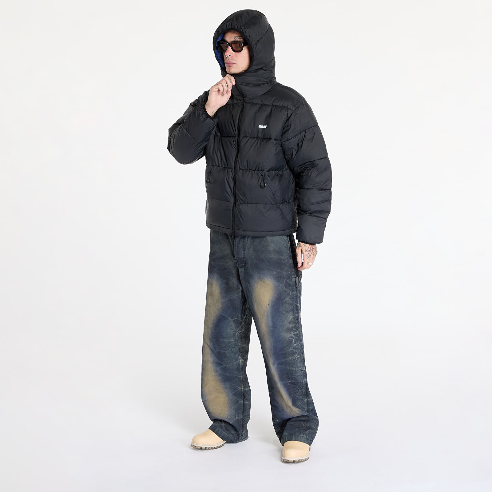 Men s jackets OBEY Stratus Puffer Black Queens