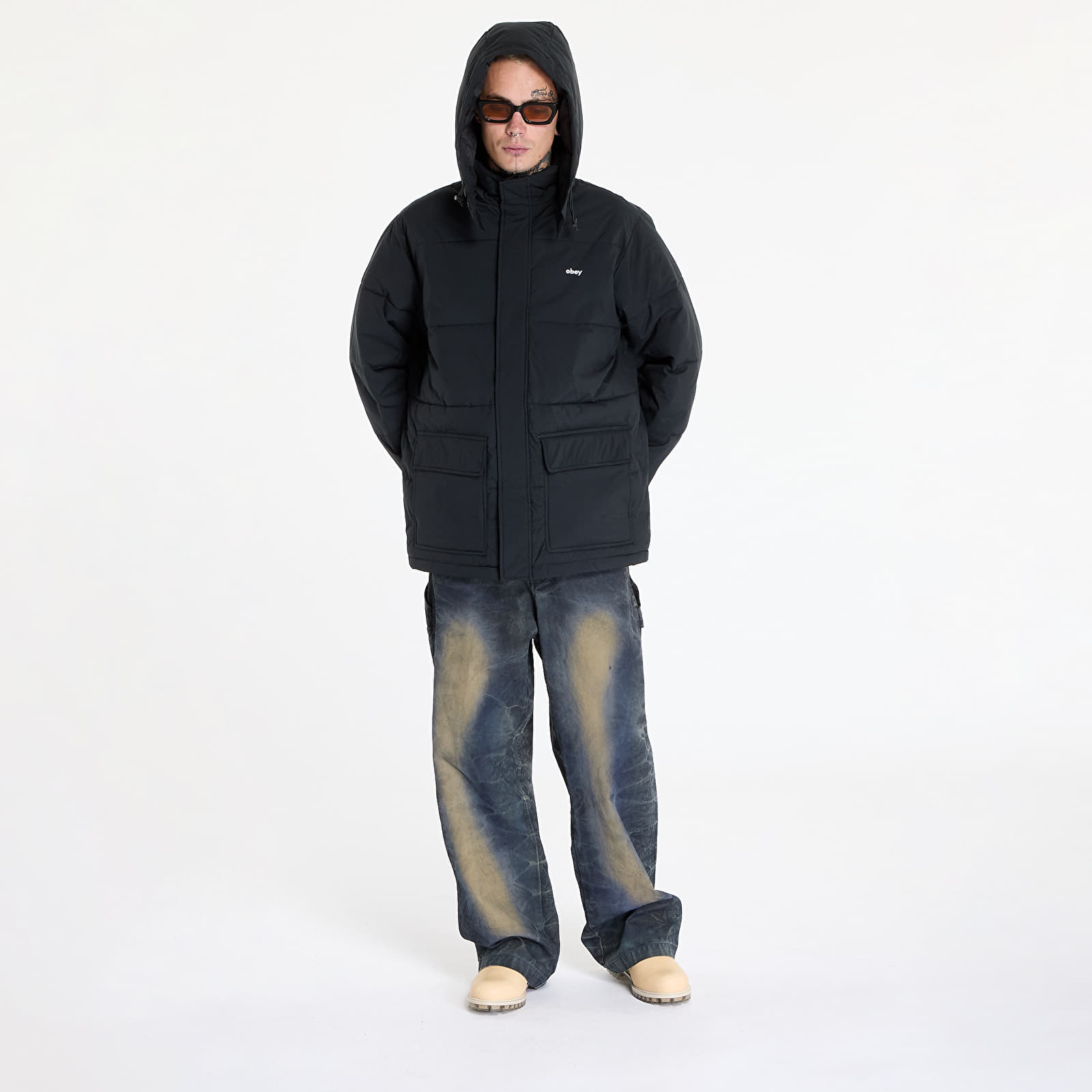 Herrenjacken OBEY Brunswick Puffer Black