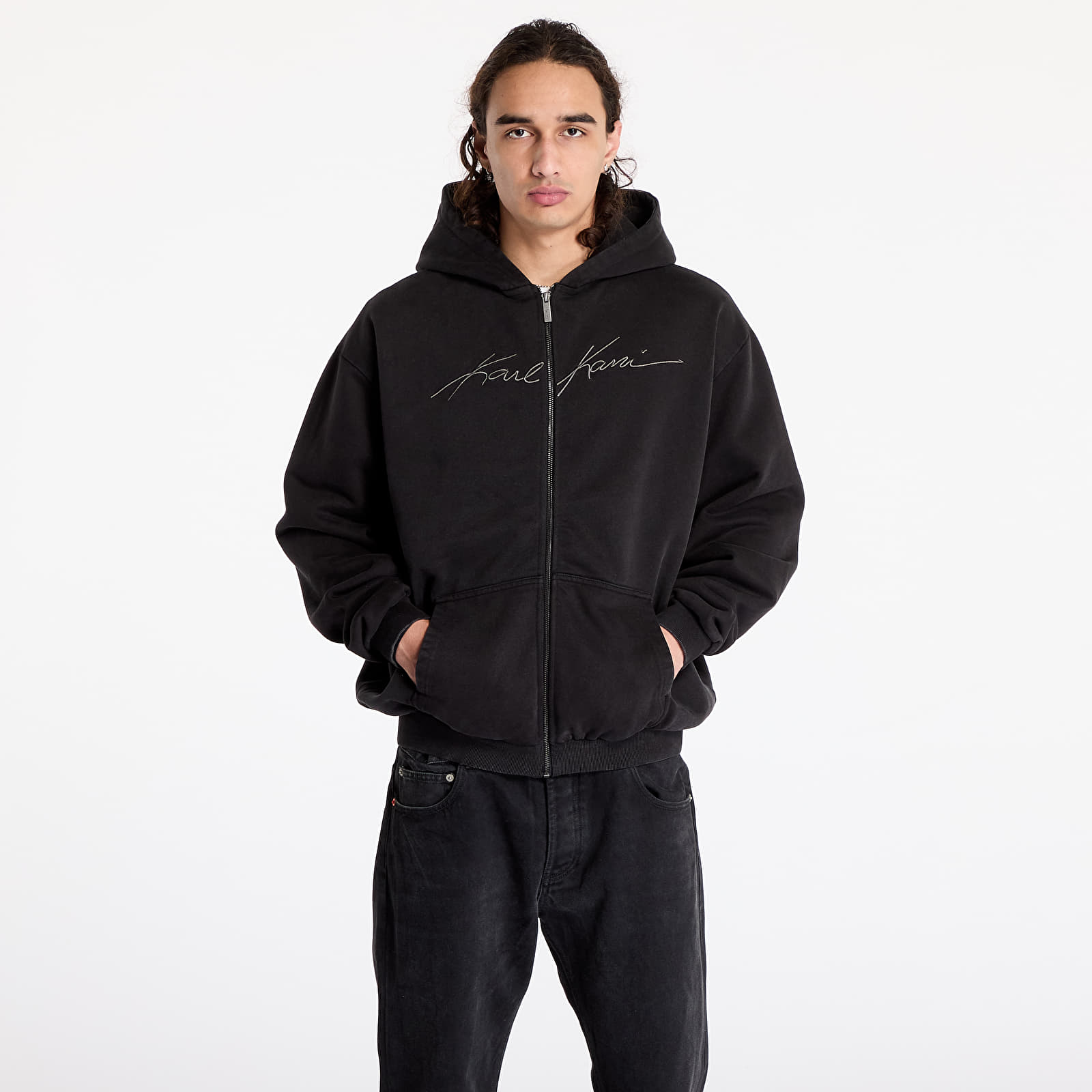 Hoodies and sweatshirts  Karl Kani Autograph Heavy OS Zip Hoodie Black