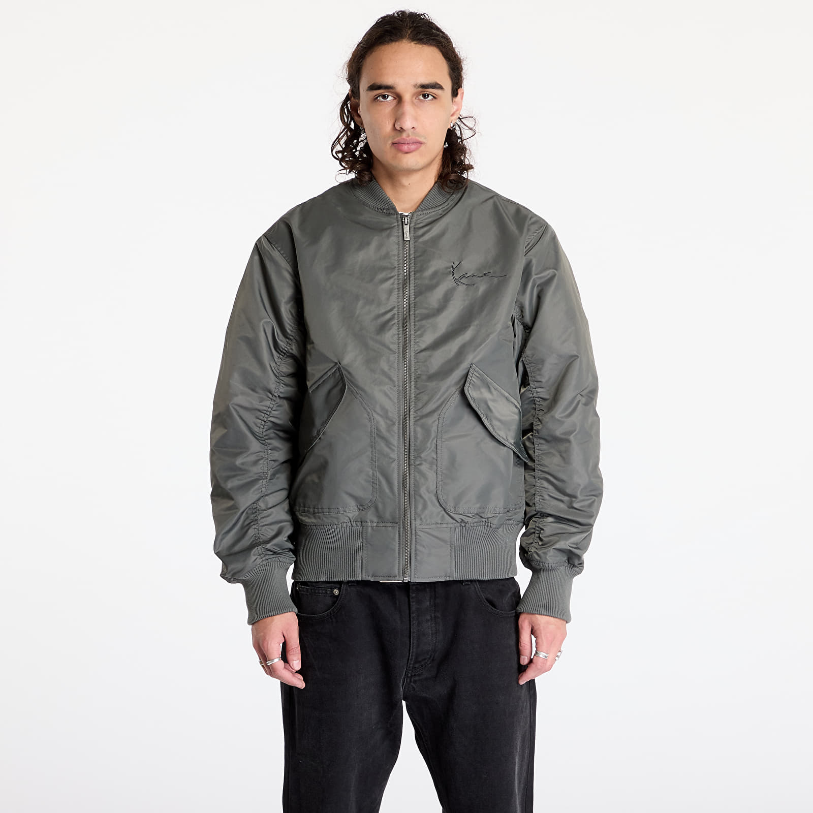 Chaquetas Karl Kani Small Signature Distressed Bomber Jacket Anthracite