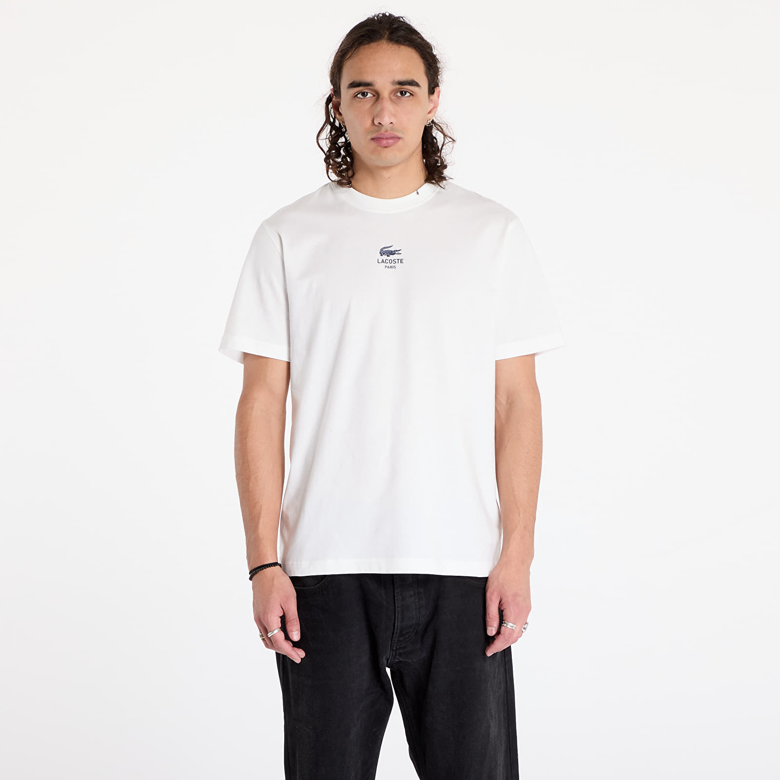 T-shirts LACOSTE Signature Print Cotton T-shirt Flour