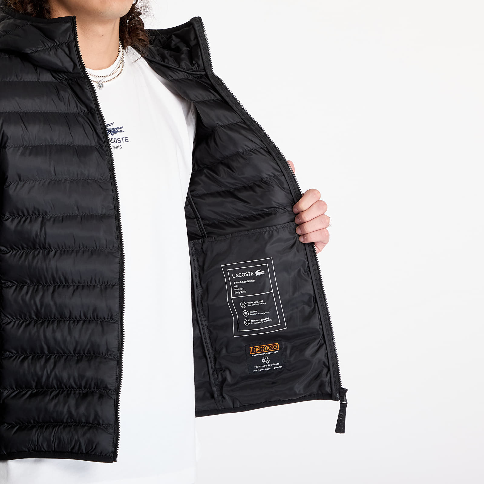 Vīriešu jakas LACOSTE Water-Repellent Quilted Puffed Jacket Black