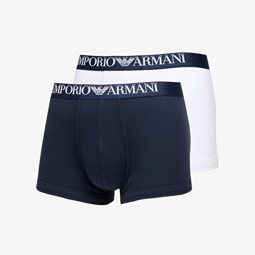EA7 Emporio Armani Men's Knit Trunk 2-Pack Marine/ Bianco