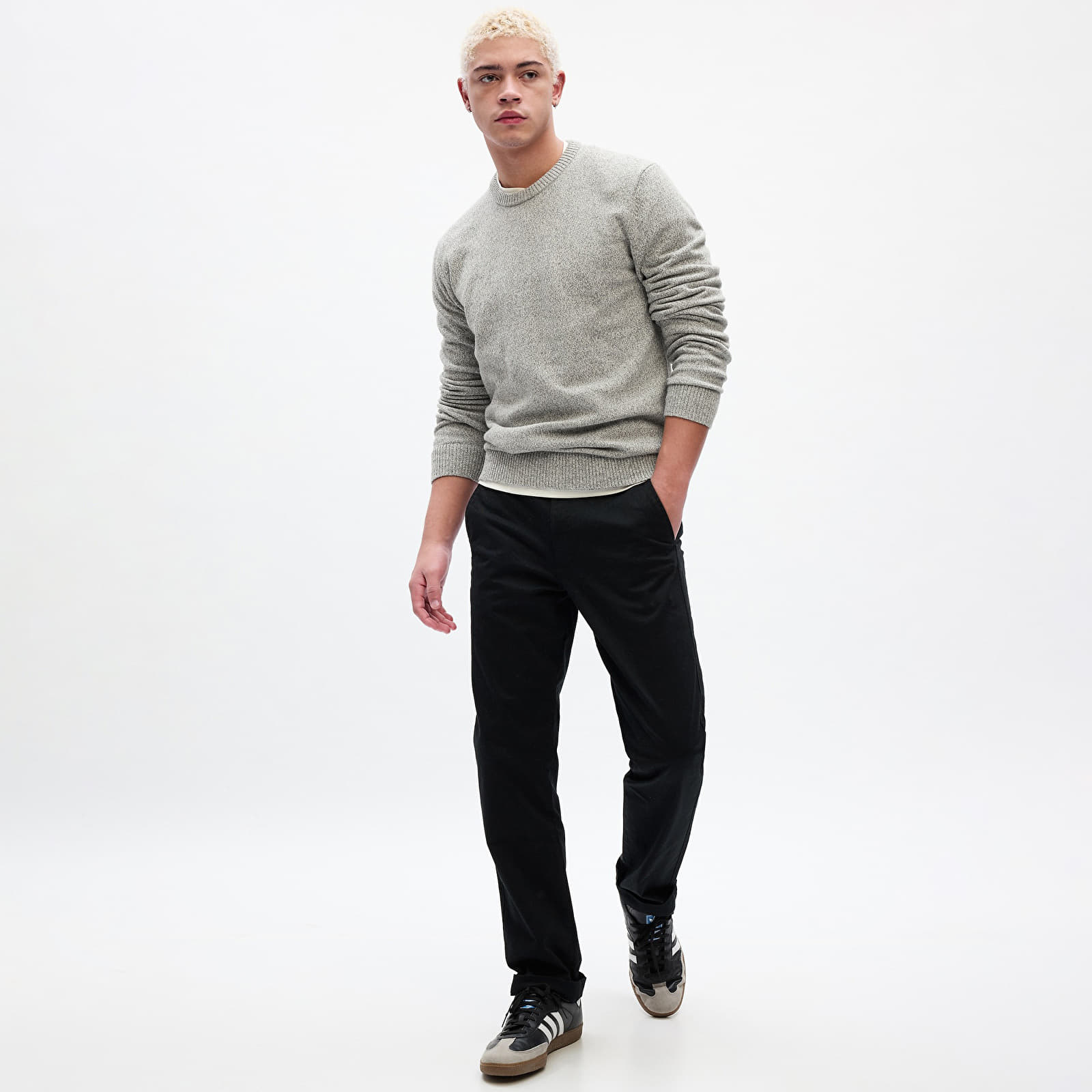 Ανδρικά πουλόβερ GAP Warmest Crew Light Grey Marle