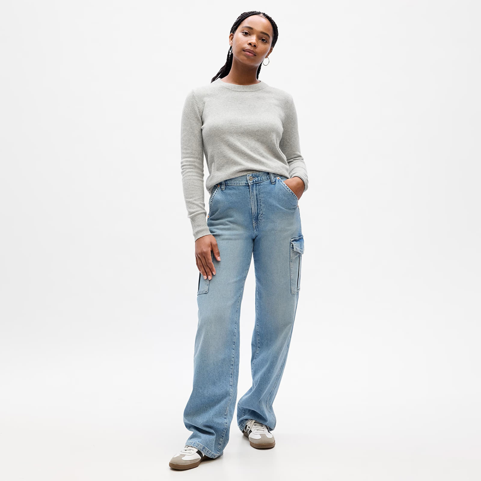 Damen Pullover GAP Cashsoft Crew Light Heather Grey