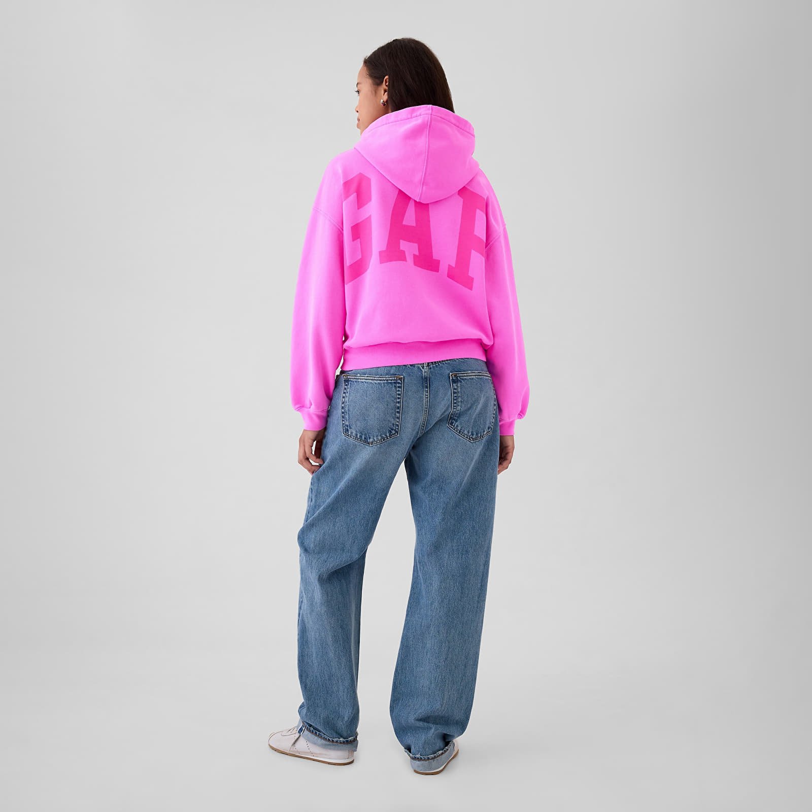 Dámské mikiny GAP Logo Pullover Hoodie Standout Pink