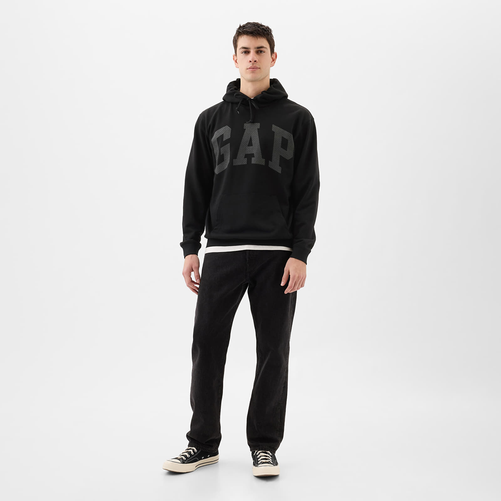 Herren-Sweatshirts GAP Logo Pullover Hoodie True Black