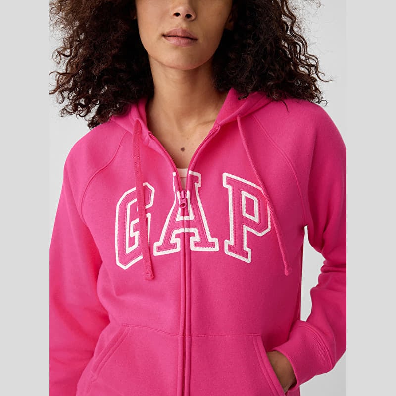 Women's Sweatshirts GAP Logo Full Zip Hoodie Sizzling Fuchsia