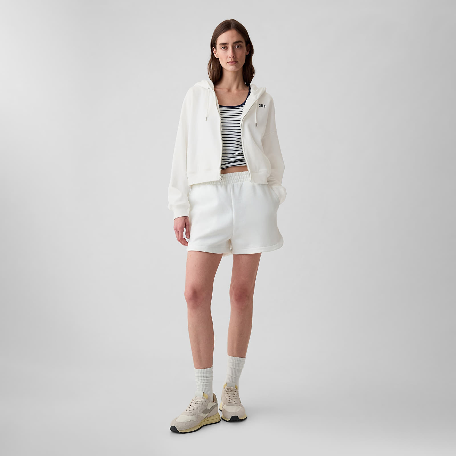 Women's Sweatshirts GAP Logo Fullzip Hoodie New Off White