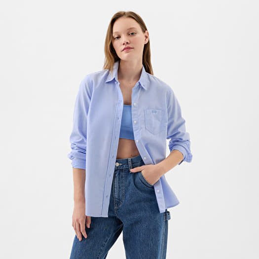 GAP Logo Fitted Oxford Shirt Light Blue