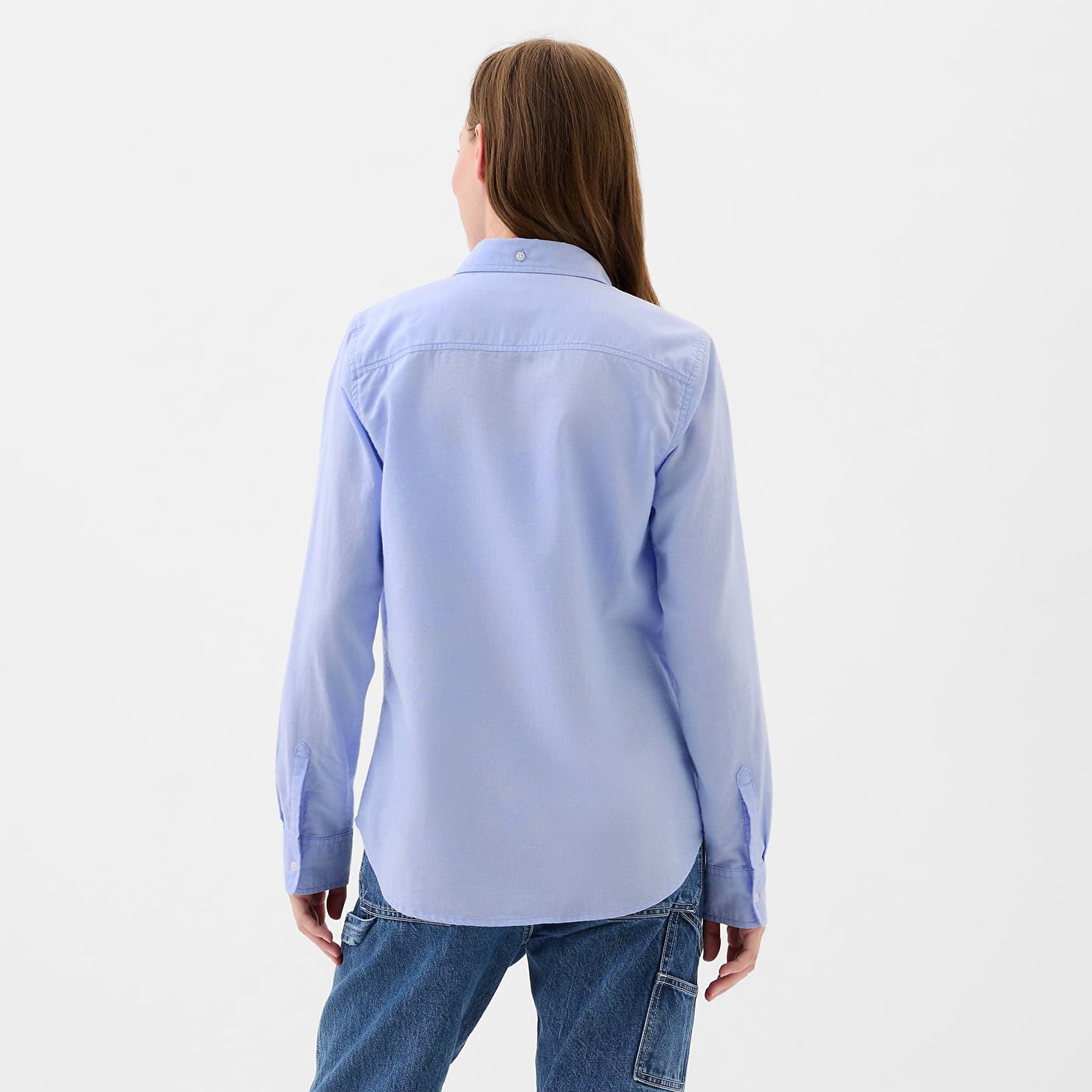 Naisten paidat GAP Logo Fitted Oxford Shirt Light Blue