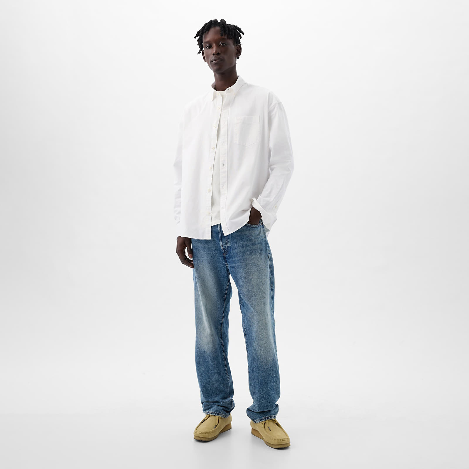 Overhemden GAP Standard Logo Oxford Shirt Optic White