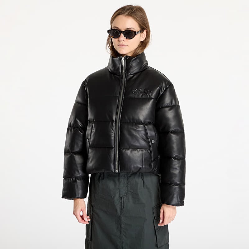 Jakna Karl Kani Serif Crop PU Puffer Jacket Black