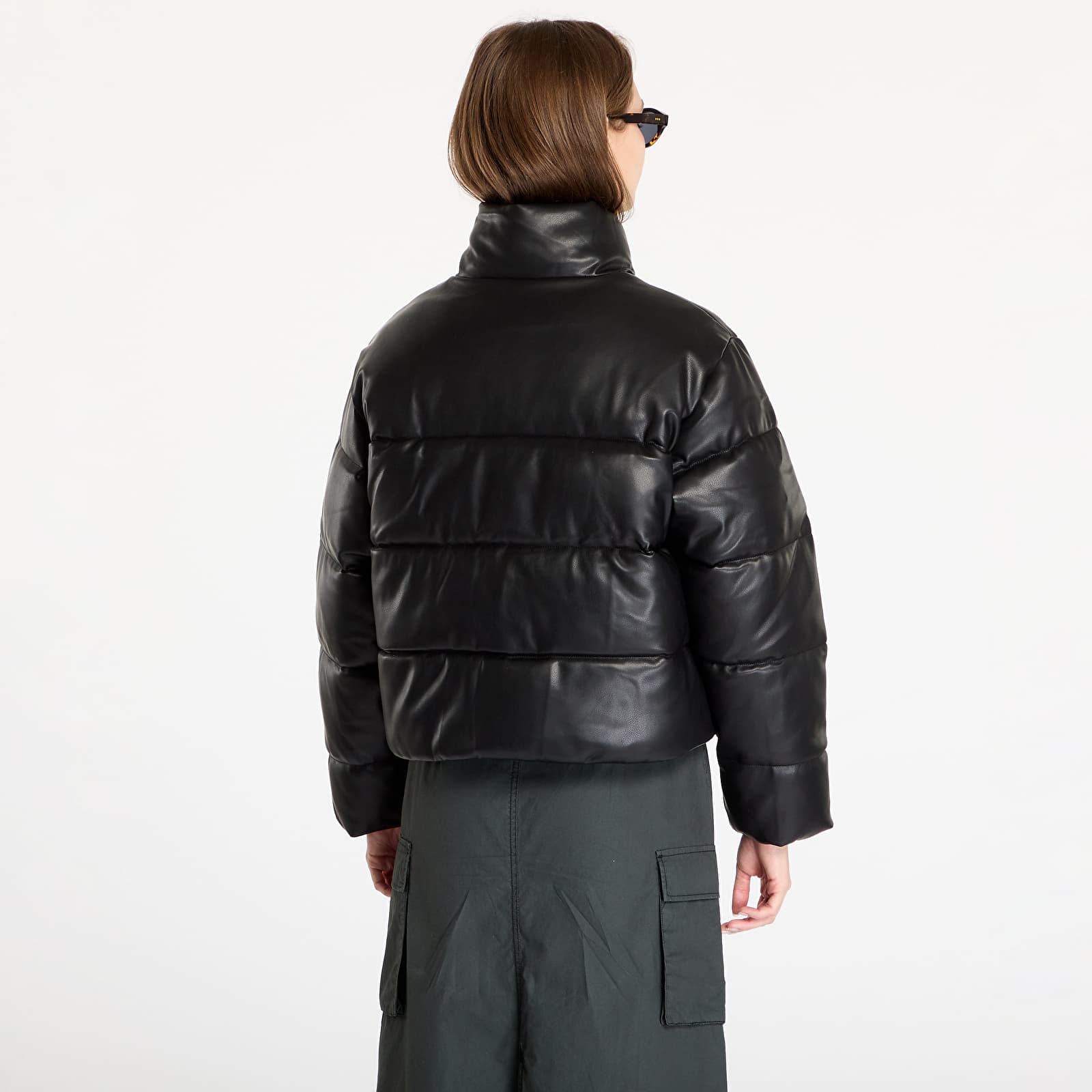 Jacken Karl Kani Serif Crop PU Puffer Jacket Black