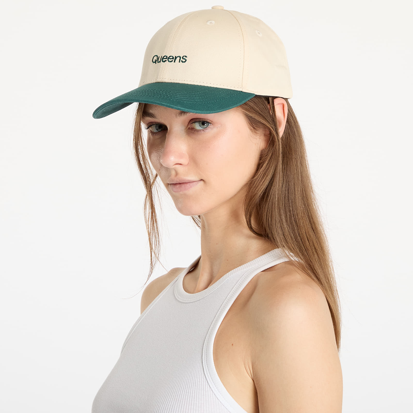 Mützen Queens Essential Two Color Cap Natural/ Forest Green