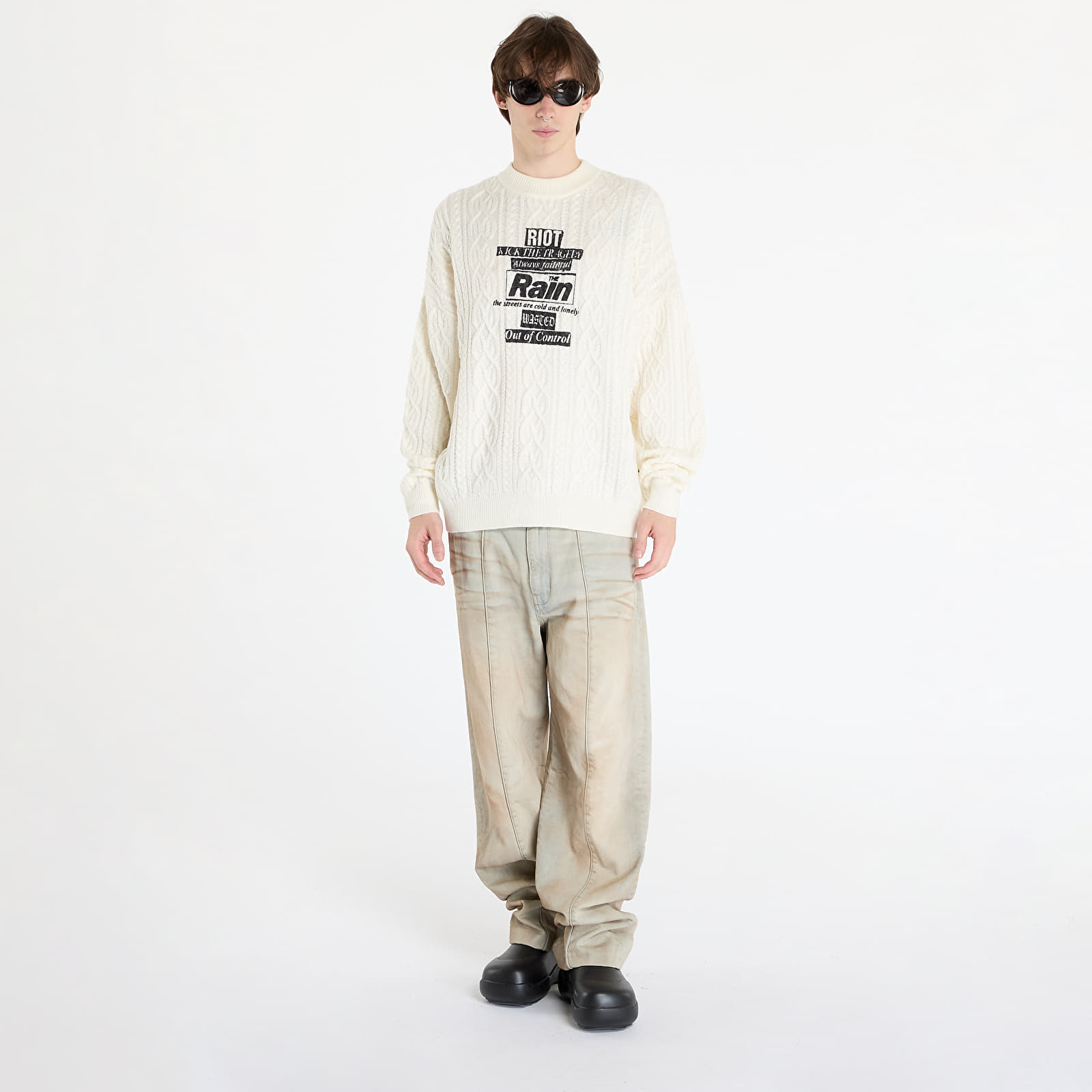 Moški puloverji Wasted Paris Rain Cable Knit Sweater Off-White