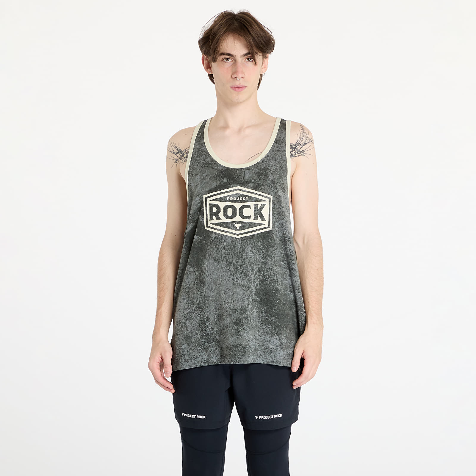 Pánská tílka Under Armour Project Rock Racer Tank Tools Top Clay Green/ Silt