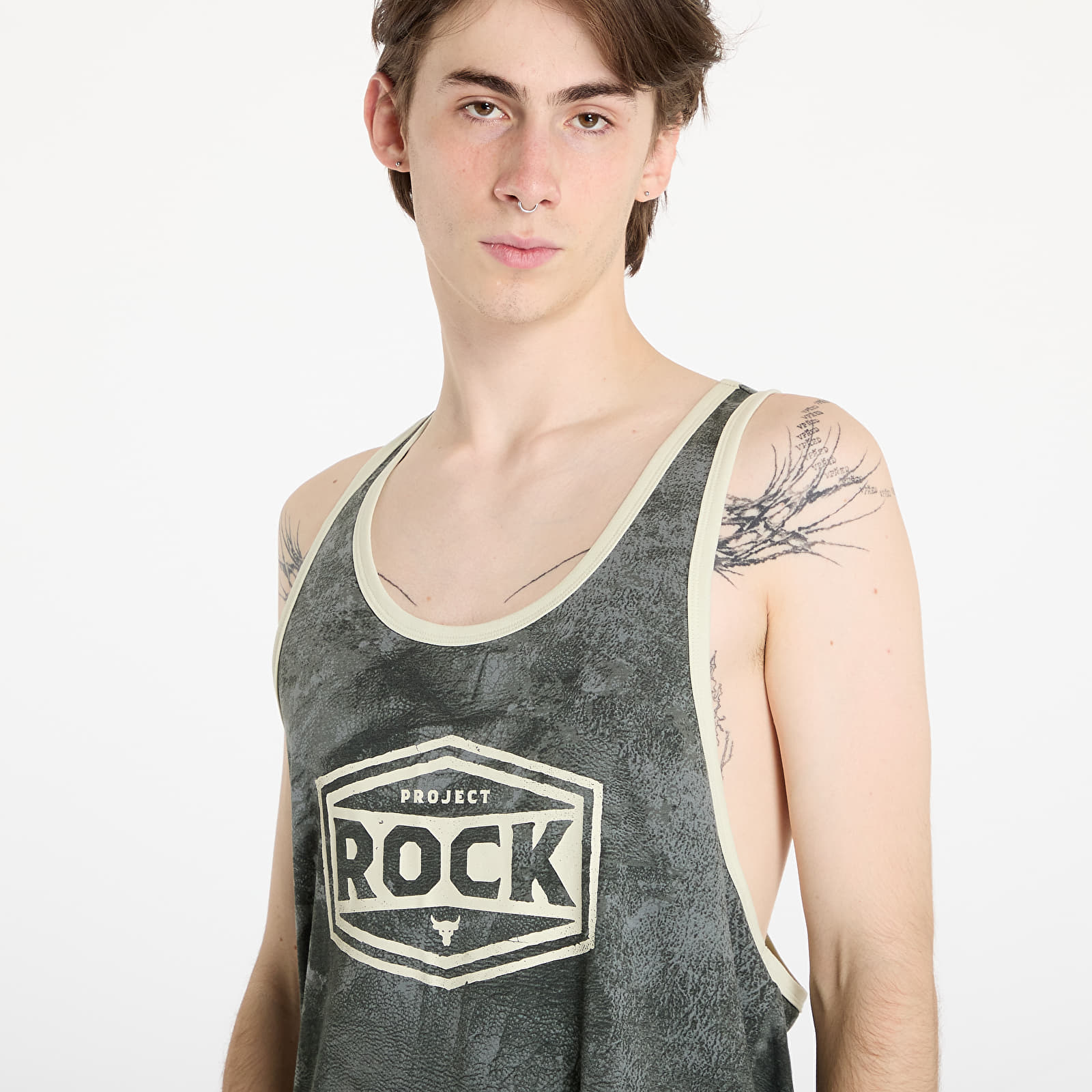 Pánská tílka Under Armour Project Rock Racer Tank Tools Top Clay Green/ Silt