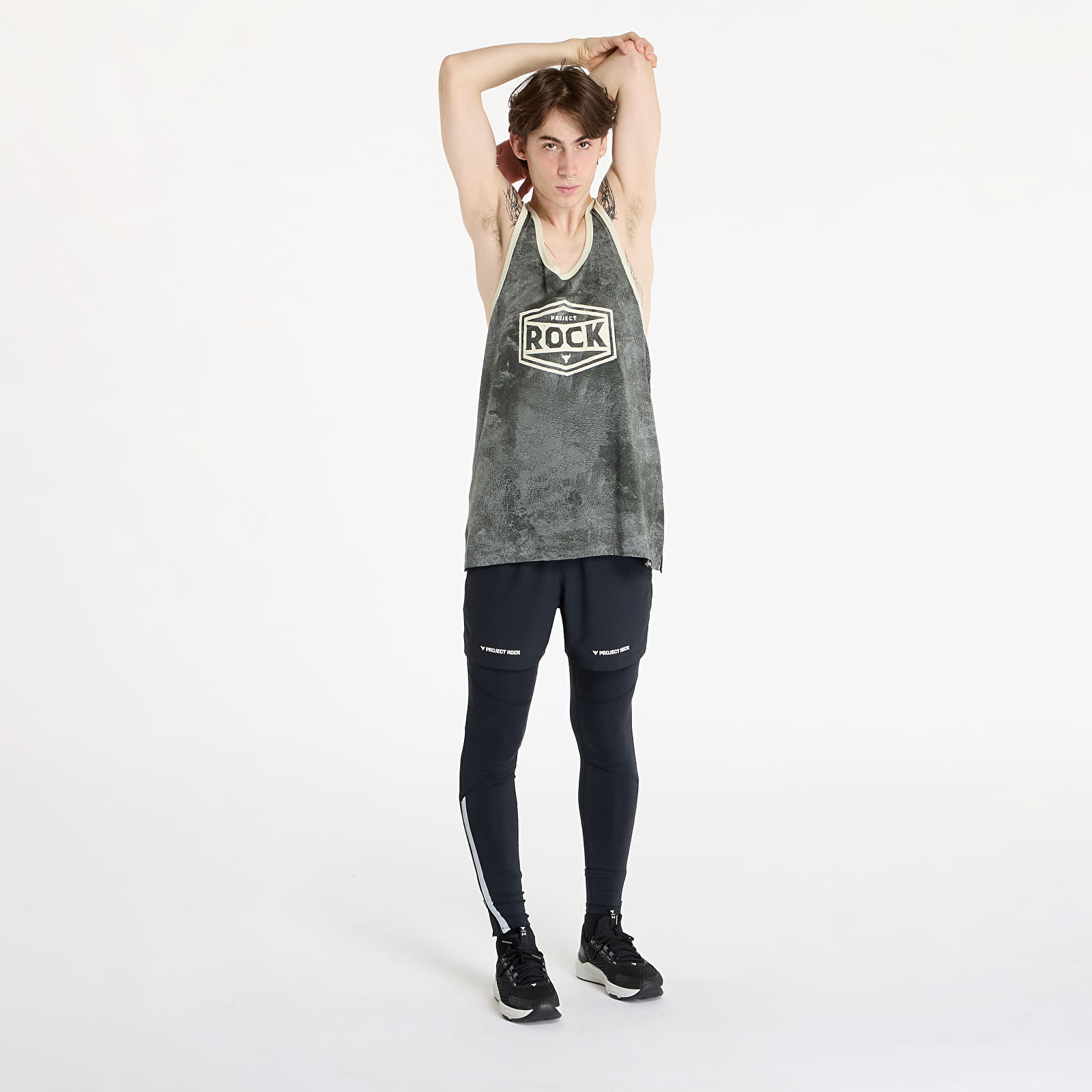 Pánská tílka Under Armour Project Rock Racer Tank Tools Top Clay Green/ Silt