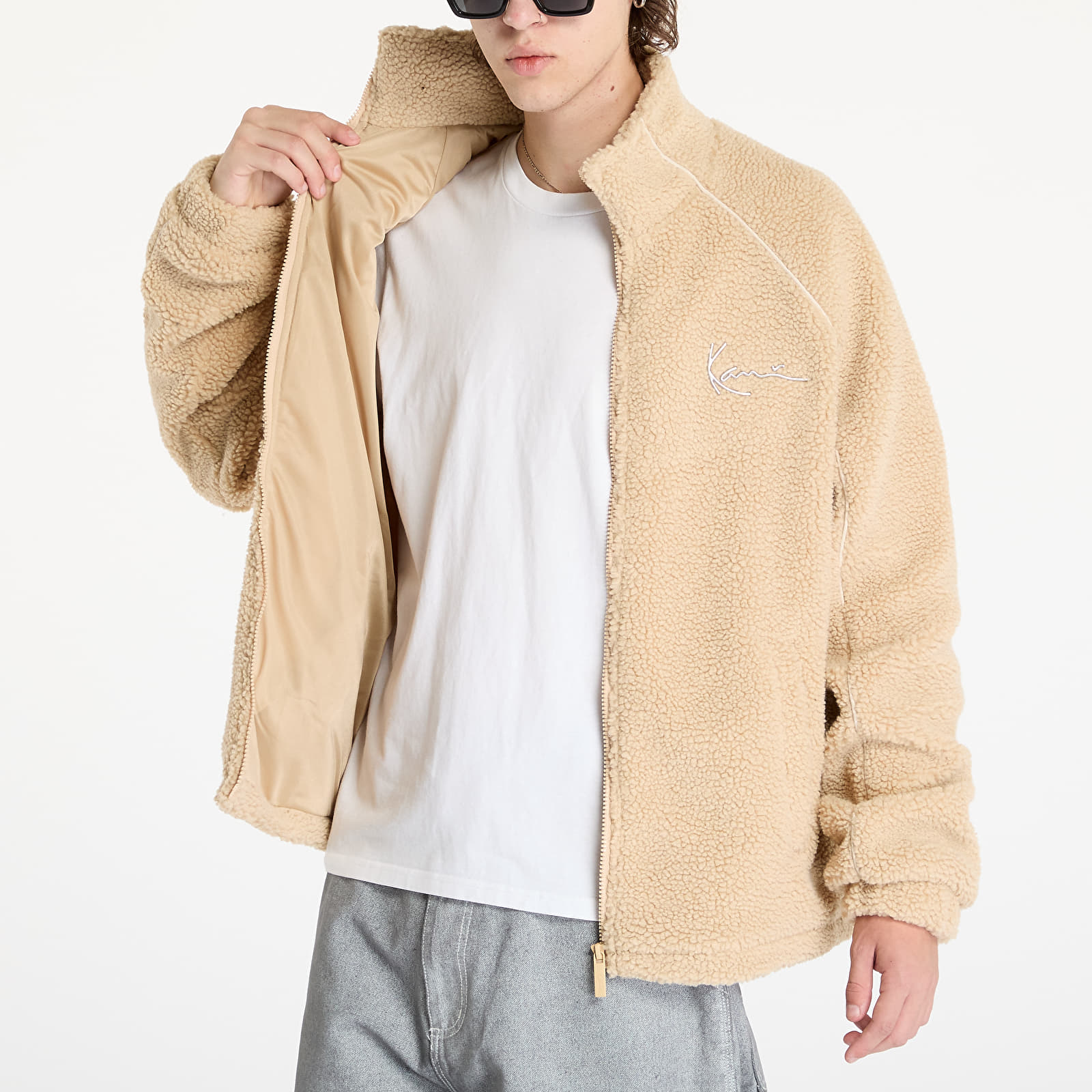 Jacken Karl Kani Metal Signature Teddy Jacket Sand/ Light Sand