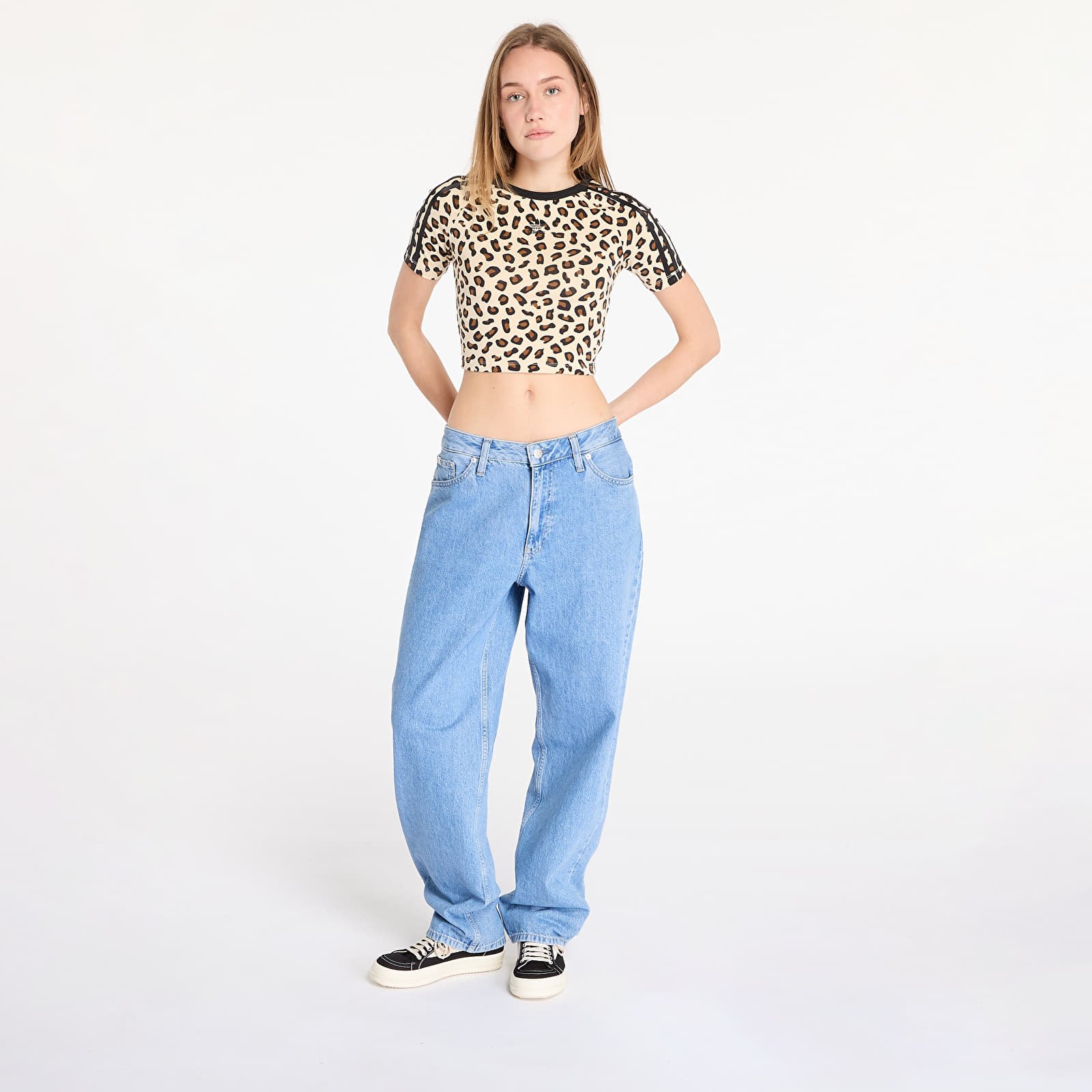 Women's T-shirts adidas Leopard Aop Baby T-Shirt Black