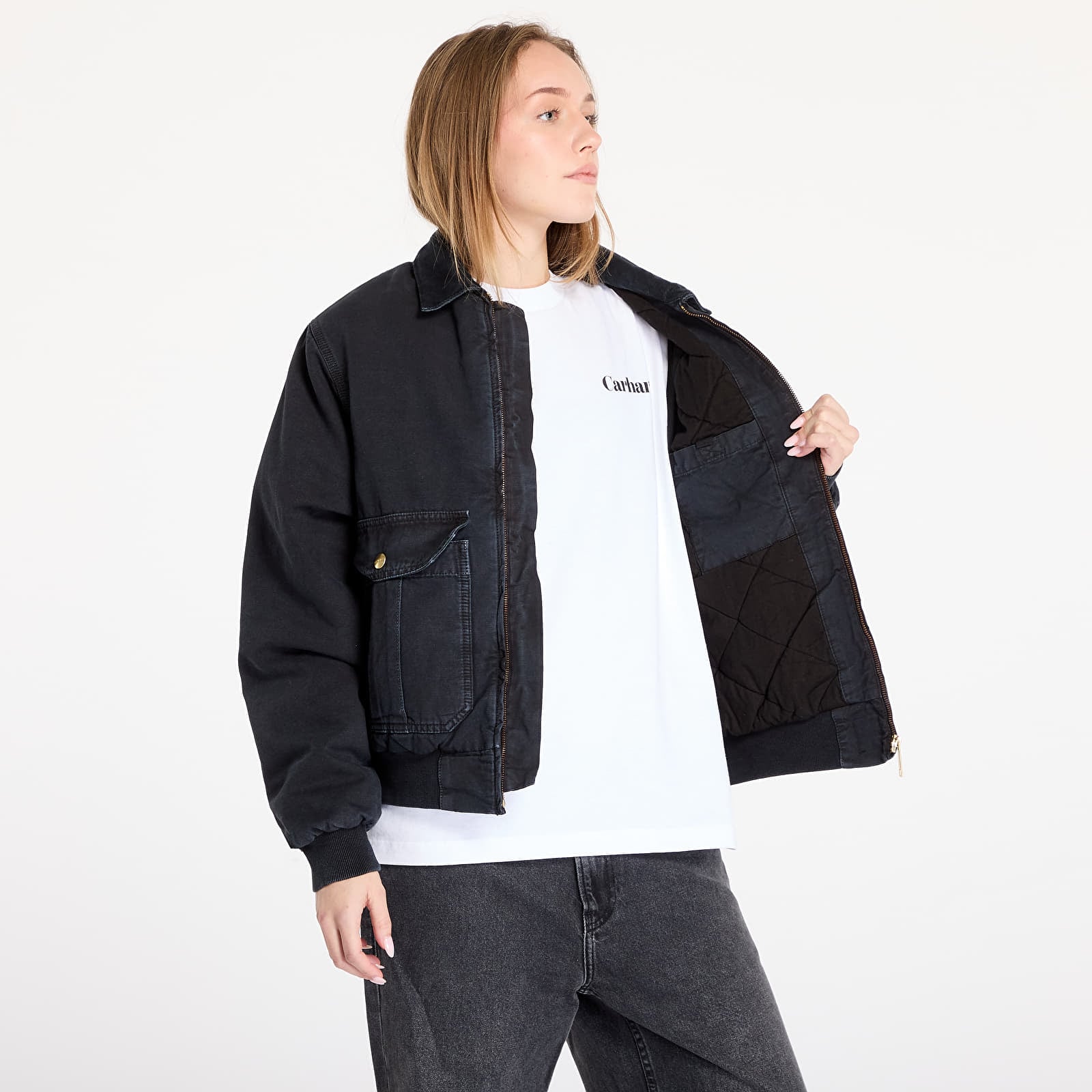 Jacken Carhartt WIP Stanton Jacket UNISEX Black/ Black Stone Washed