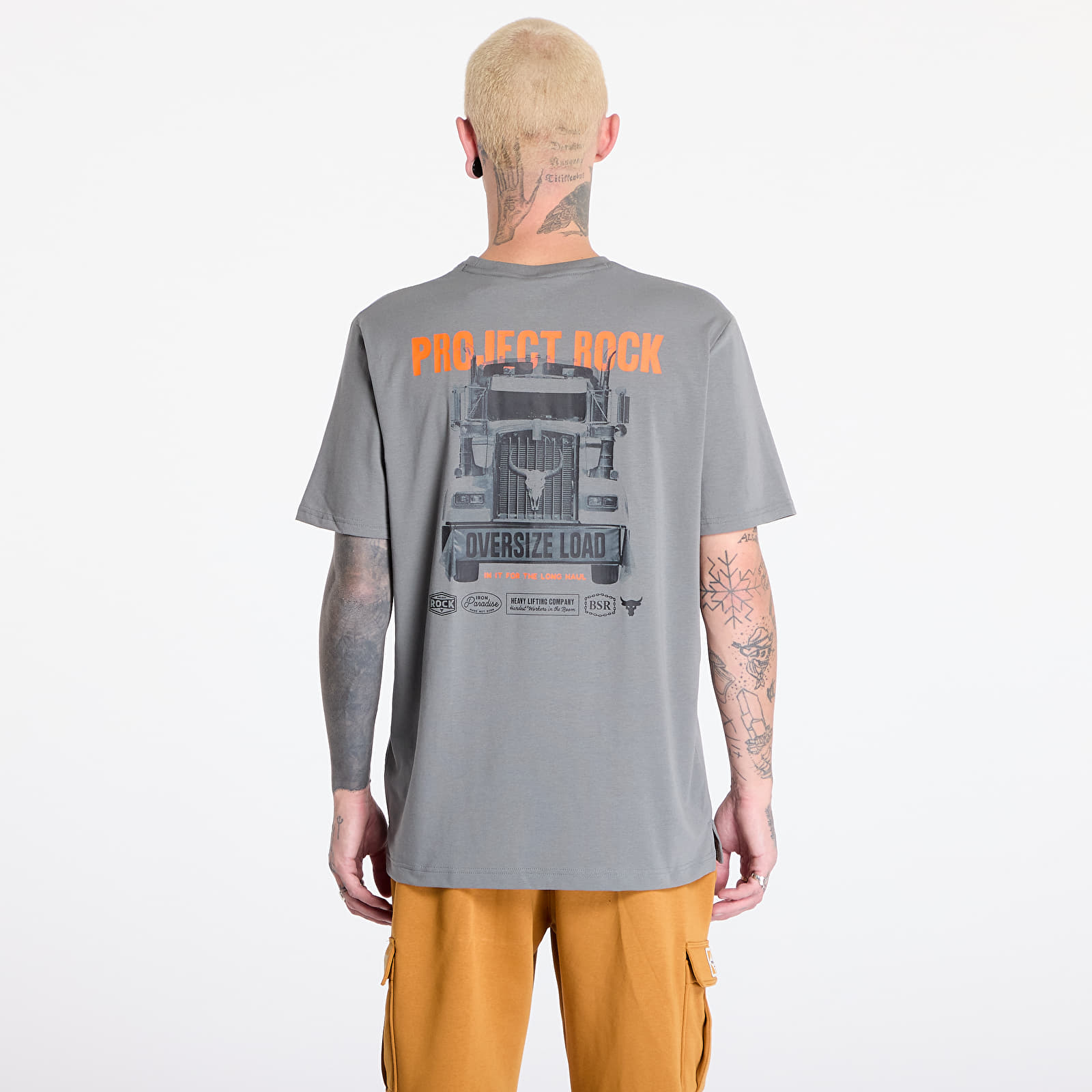 T-Shirts Under Armour Project Rock 60/40S SS 4 Tools Clay Green/ Team Orange/ Black