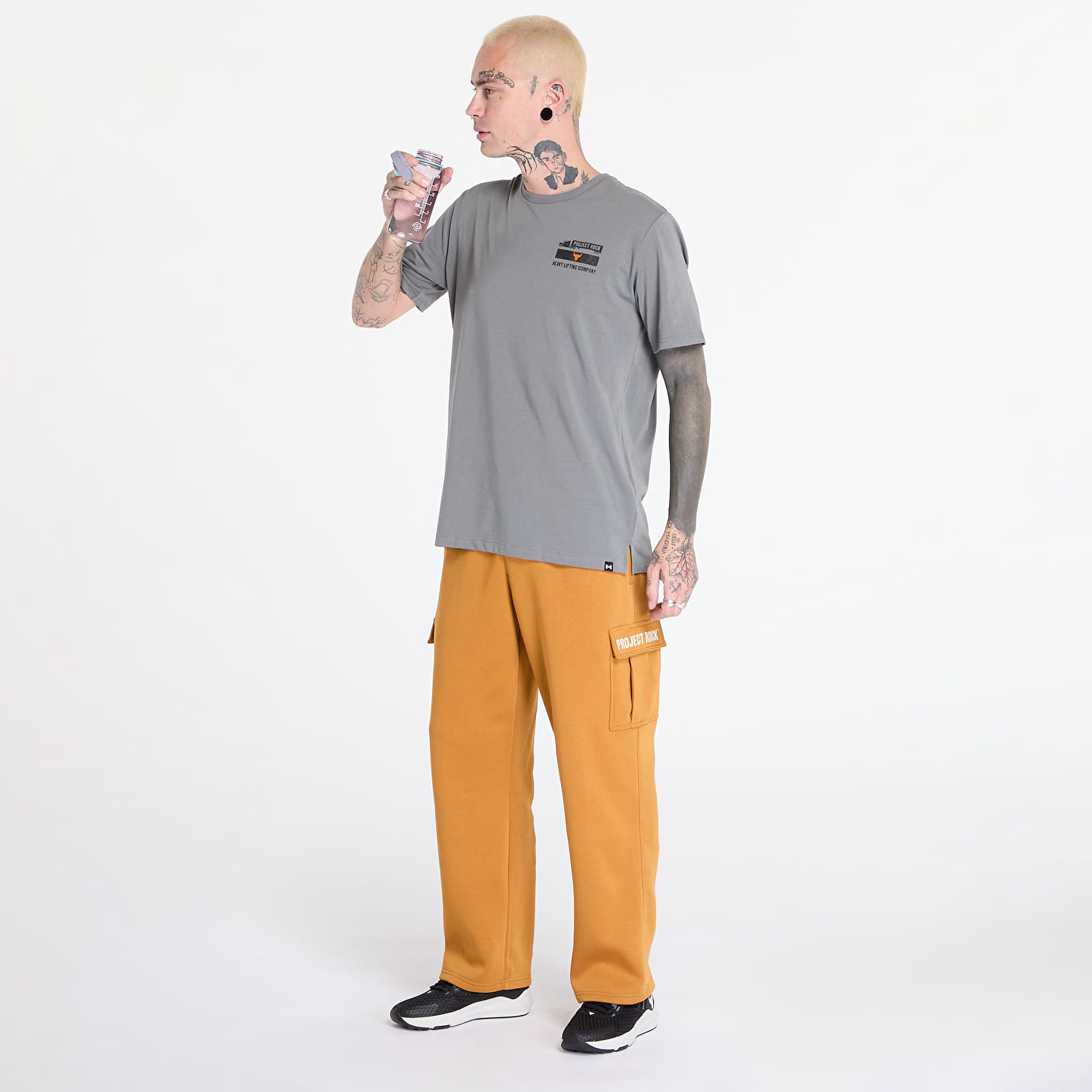 T-Shirts Under Armour Project Rock 60/40S SS 4 Tools Clay Green/ Team Orange/ Black