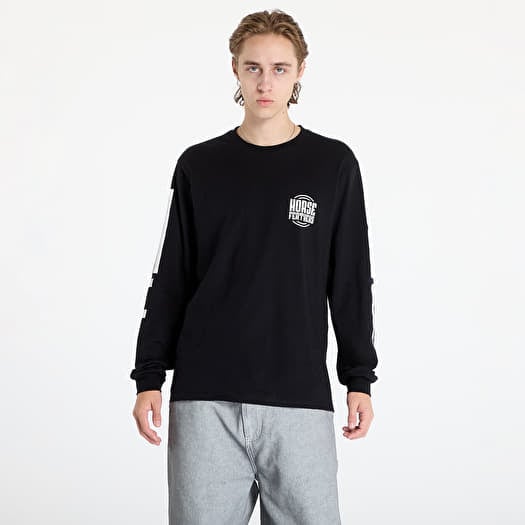 T-krekls Horsefeathers Tall Typo Long Sleeve T-Shirt Black
