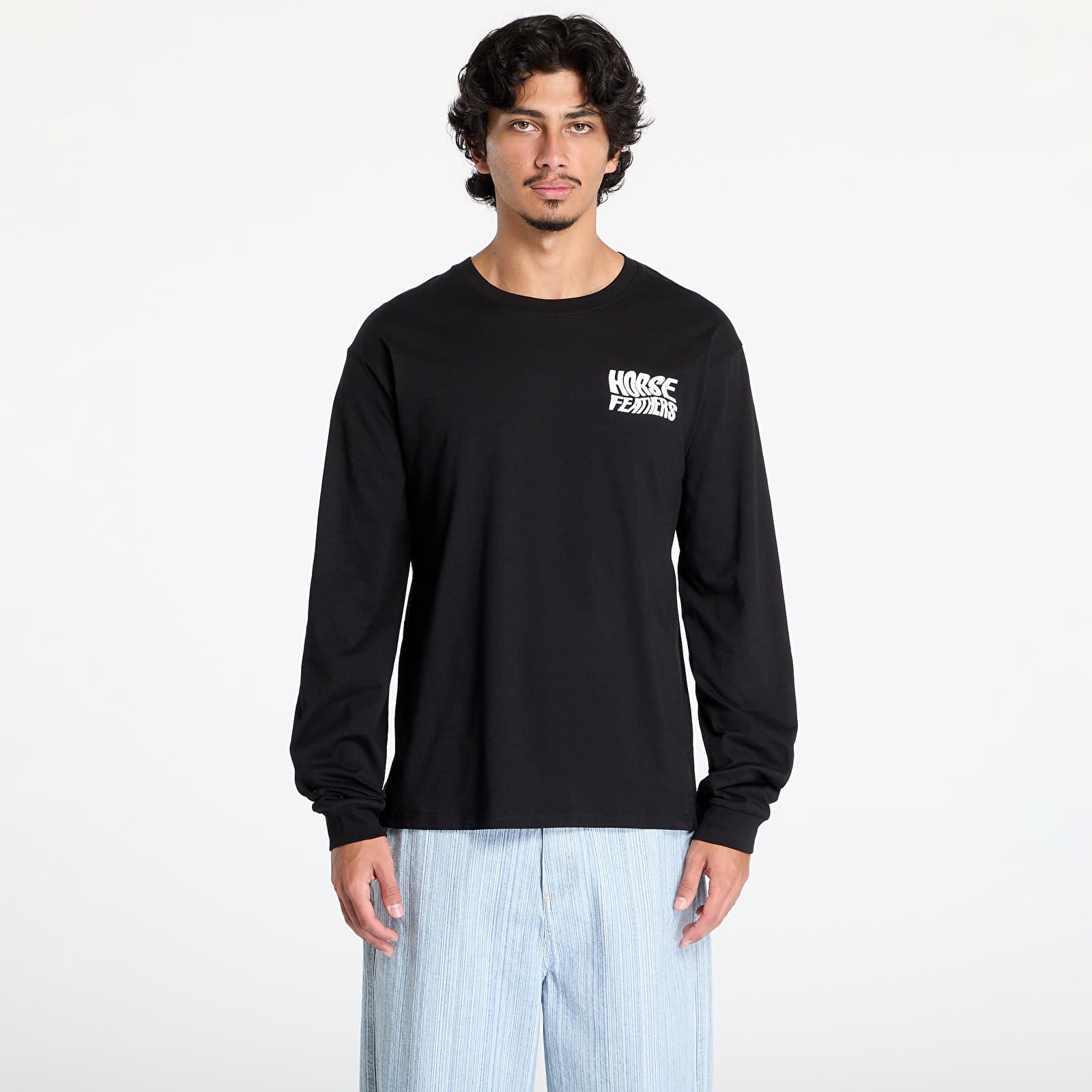 Meeste T-särgid Horsefeathers Distort Long Sleeve T-Shirt Black