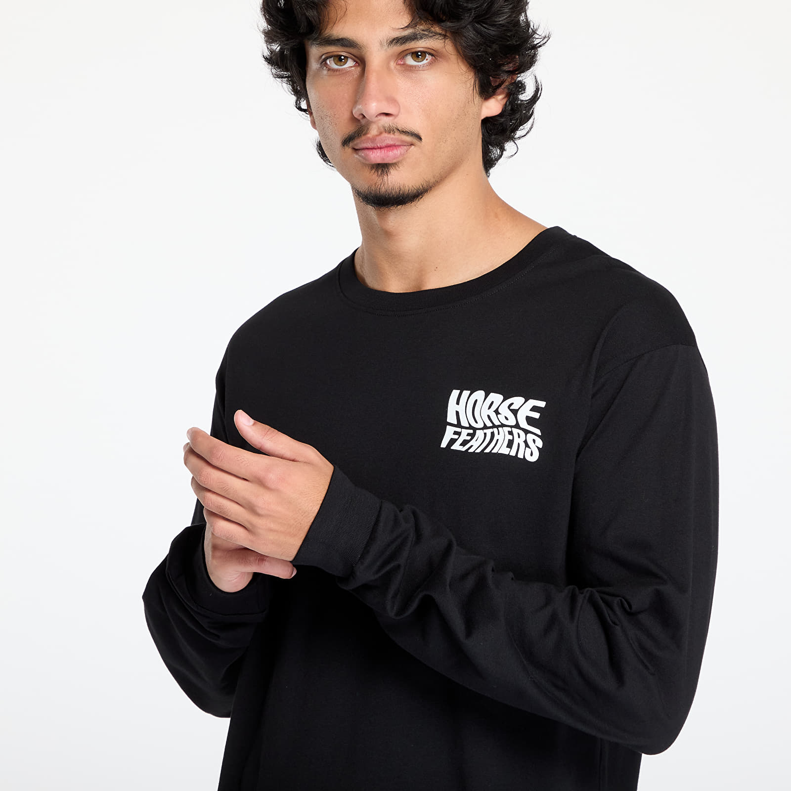Meeste T-särgid Horsefeathers Distort Long Sleeve T-Shirt Black