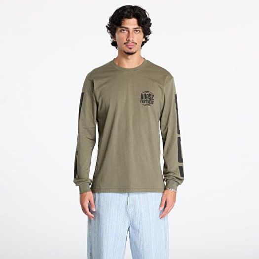 T-krekls Horsefeathers Tall Typo Long Sleeve T-Shirt Burnt Olive